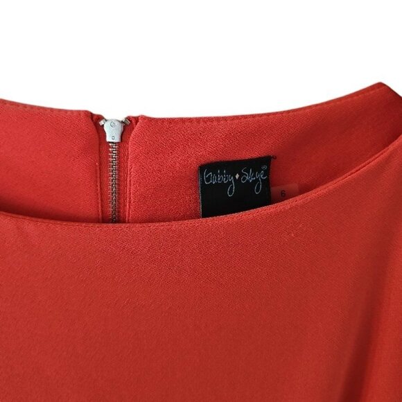 Gabby Style Orange Coral Midi‎ Shift Dress Bell Ruffle 3/4 Sleeve size 6 - Picture 7 of 16